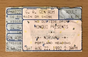 1992 NIRVANA NEVERMIND TOUR PORTLAND CONCERT TICKET STUB KURT COBAIN DAVE GROHL - Picture 1 of 2