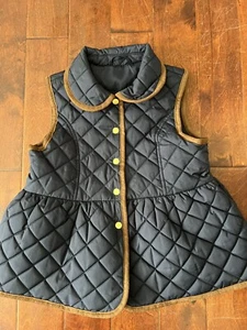 Janie and Jack Girls Size 7 to 8 yrs. Quilted Peplum Vest / Navy Blue / Pockets - Picture 1 of 8