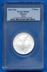2011 Mo PCGS MS69 Mexico 2 Onza Silver Libertad 2oz Mexican Coin 2011-MO MS-69 - Picture 1 of 5