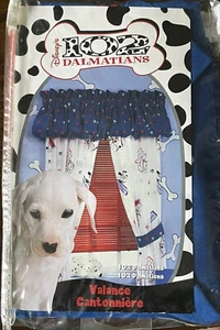 Disney Dalmatians 102 Valance Curtain Blue Dog Paw Prints 84”x15” Rare New USA - Picture 1 of 3