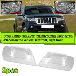 2x Cubierta de lente de faro delantero transparente para Jeep Grand Cherokee 1999-2004 - Imagen 1 de 10
