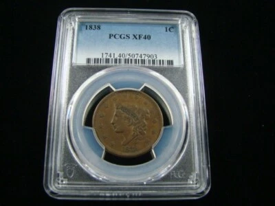1838 Coronet Head Large Cent PCGS Graded XF40 #50747903 - Image 1 of 4