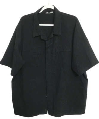 Cintas 2XL Black Short Sleeve Men's Button-Up Shirt  Collared & Chest Pockets - Image 1 of 4