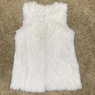 Betsy Johnson Small Ivory Soft Faux Fur Lined Open Loose Vest Size Small-2 Hooks - Image 1 of 4