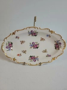 Vintage Reichenbach Oval Dish German Democratic Republic Crown Wreath Gold Trim  - Picture 1 of 8