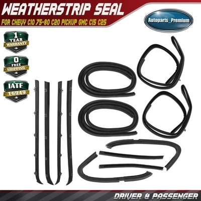12Pcs Door Weatherstrip Seal for Chevrolet C10 1975-1980 C20 Pickup GMC C15 C25 - Image 1 of 4