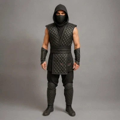 真皮战士服装 | 绗缝忍者盔甲套装 | 手工制作服装 — 第 1/4 张图片