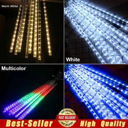 30/50CM LED Meteor Shower Lights 8 Tubes Falling Rain Icicle Party Outdoor Decor - Image 1 of 4