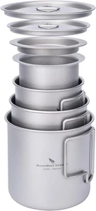 Titan Tassen Set mit Deckel klappbarer Griff einwandig Campingbecher leicht - Bild 1 von 12