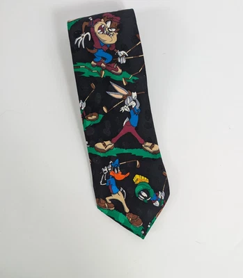 Corbata de golf Looney Tunes Mania 100 % seda Lucas Pato Bichos Conejito Taz Marvin Martian Foto 1 de 4