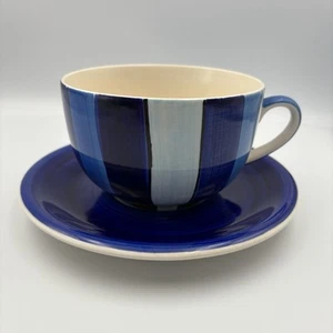 Whittard Of Chelsea Handpainted Cup And Saucer Blue Stripe Jumbo Large - Picture 1 of 9