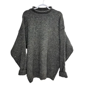 Vtg 80s Abercrombie Fitch Wool Fisherman Knit The Big Sweater Brown Fleck L - Picture 1 of 9
