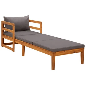 Patio Sun Lounger with Cushions Modular Sofa Tea Table Solid Acacia Wood vidaXL - Picture 1 of 33