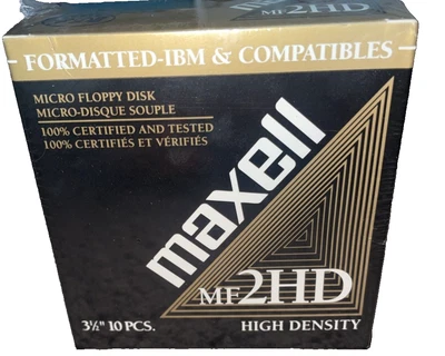 Disquetes Maxell MF2HD de alta densidad paquete de 10 sellados de fábrica nuevo artículo de stock antiguo Foto 1 de 4