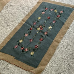 37”x 18” Fertig Nadelspitze Kissen/Bankbezug Blau mit Rosen DRITZ - Bild 1 von 9