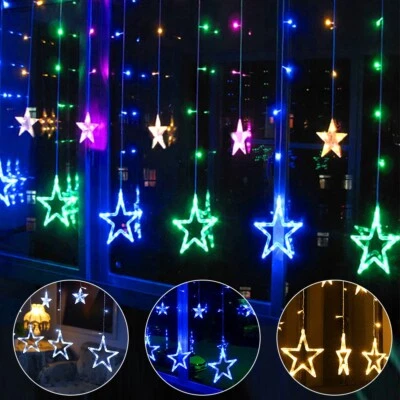 Xmas Star Snowflake Window Hanging Wall Fairy Light Christmas Curtain Lights - Image 1 of 4