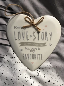 Large ceramic heart - Love Story - Present gift, anniversary, home decor wedding - Picture 1 of 3
