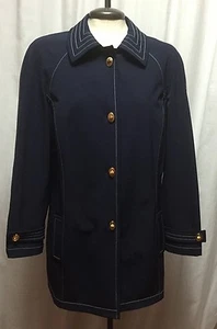 St. John Sport Coat Blazer Women's Small Navy Blue Classic Nautical Long Sleeves - Picture 1 of 9