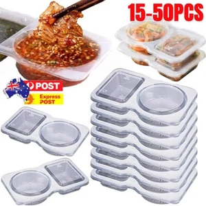 Double Compartment Condiment Container with Lids for Sauce Sampling Travel Snack - Picture 1 of 14