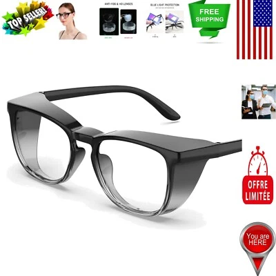 Elegantes gafas de seguridad negras degradadas con lentes antiniebla y bloque de luz azul Foto 1 de 4