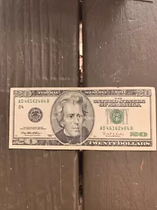 1996 $20 Twenty Dollar Vintage Federal Reserve Note Serial # AD46162464B - Picture 1 of 8