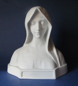 Buste porcelaine biscuit Vierge Signé Gambogi parian bust virgin mary h 20cm - Picture 1 of 6
