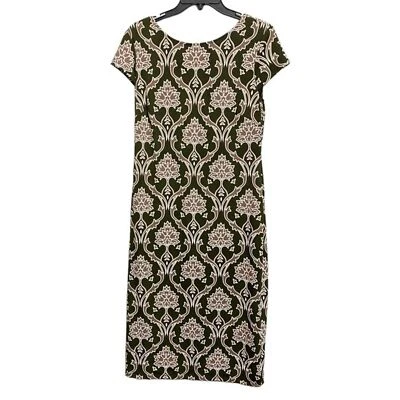 Vestido RONNI NICOLE Estampado Forrado Oliva MIDI Forrado Verde Talla 16 Foto 1 de 4