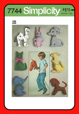 Hobby HORSE Pattern Small Stuffed TOYS Cat Bunny Dog + Simplicity 7744 VTG 1976 - Image 1 of 4