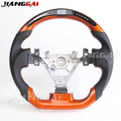 Orange Carbon Fiber LED Perforated Leather Steering Wheel Fit Nissan 350z 03-08 - Image 1 of 4