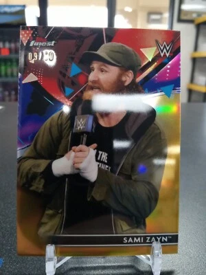 2021 Topps Finest SAMI ZAYN Refractor GOLD #d 9/50 WWE Smackdown - Image 1 of 2