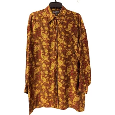 Blusa de seda vintage Ellen Tracy estampado cachemir multicolor talla pequeña Foto 1 de 4