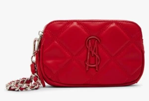 Steve Madden Daisy Red Quilted Crossbody Bag Flap Card Case Neu mit Etikett - Bild 1 von 6