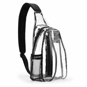 Clear PVC Tote Chest Shoulder Crossbody Bag Transparent Handbag Stadium Security - Picture 1 of 8