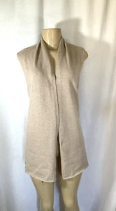 Italeau Sweater Womens Open Front Cardigan Vest Shawl Collar Beige Size S - Picture 1 of 9