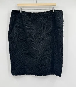 Natori Womens Black Animal Print Textured Faux Fur Straight Skirt Sz 16 - Picture 1 of 5