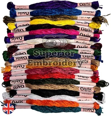 20 Coloured Skeins Large Hand Embroidery Thread skeins Art Silk / Rayon Stranded - Image 1 of 4
