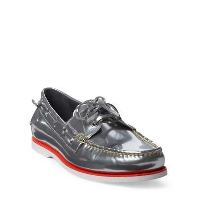 Polo Ralph Lauren Plateado Cuero Metálico Merton Barco Zapatos 9 D Nuevos $195 Foto 1 de 4