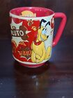 Pluto Mug Coffe Cup Disney Store Red Gold Raised 3-D Bark! Inside 4.5X3.5" Euc