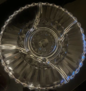 Vintage INDIANA GLASS #1007  5 PART DIVIDED 11 3/4" VEGETABLE RELISH PLATTER - Picture 1 of 2