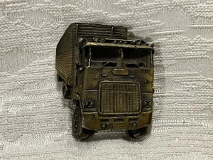 VINTAGE Brass 3" Semi Tractor Trailer Truck BELT BUCKLE USA marked 1169 -- 4375 - Picture 1 of 4