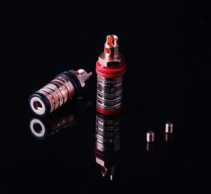 2-8pcs CMC 838-S-CU-R Pure Red Copper Speaker Binding Post Connector Swiss Cu. - Picture 1 of 3