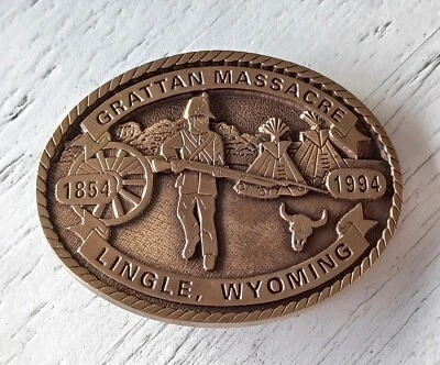 Vintage Grattan Massacre Lingle Wyoming Belt Buckle Sioux Wars US Army Lakota - Image 1 of 3
