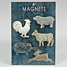 Farm Animals Pewter Fridge Magnets Set - Vintage Style