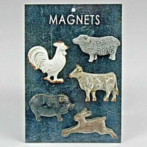 Farm Animals Pewter Fridge Magnets Set - Vintage Style - Picture 1 of 1