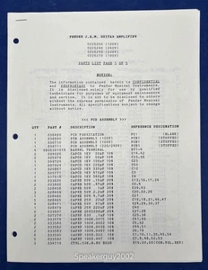 Original Fender JAM (J.A.M.) Guitar Amplifier Schematic & Parts List - Picture 1 of 1