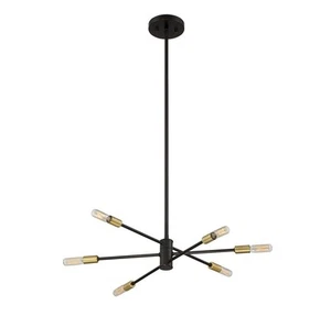 Lyrique 6 Light Chandelier in Bronze with Brass Accents by Savoy House - - Picture 1 of 6