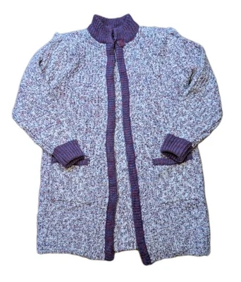 Vintage Monto Por Le Chois Sweater Women Large Cardigan Oversized Purple Multi - Image 1 of 4