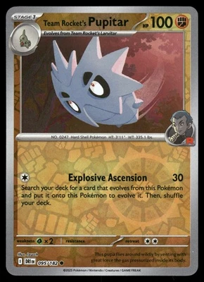Team Rocket's Pupitar 095/182 DRI SV10: Destined Rivals Reverse Holo NM - Image 1 of 2