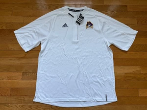 Adidas Hombre Talla L Carolina del Este Blanco Púrpura Climalite Manga Corta 1/4 Cremallera NUEVO - Imagen 1 de 4