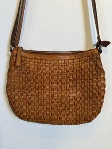 Vilenca Holland Echtleder geflochten Hobo Schultertasche Umhängetasche Boho Cognac - Bild 1 von 9